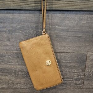 Michael Kors Tan Wristlet with Logo Interior
